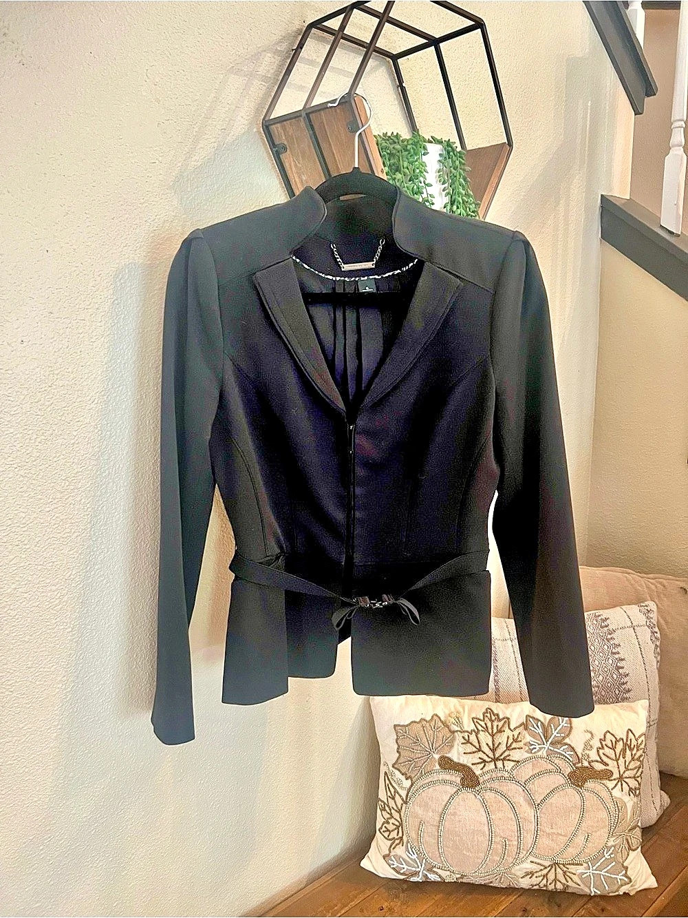 WHBM Black Belted Blazer Size 6